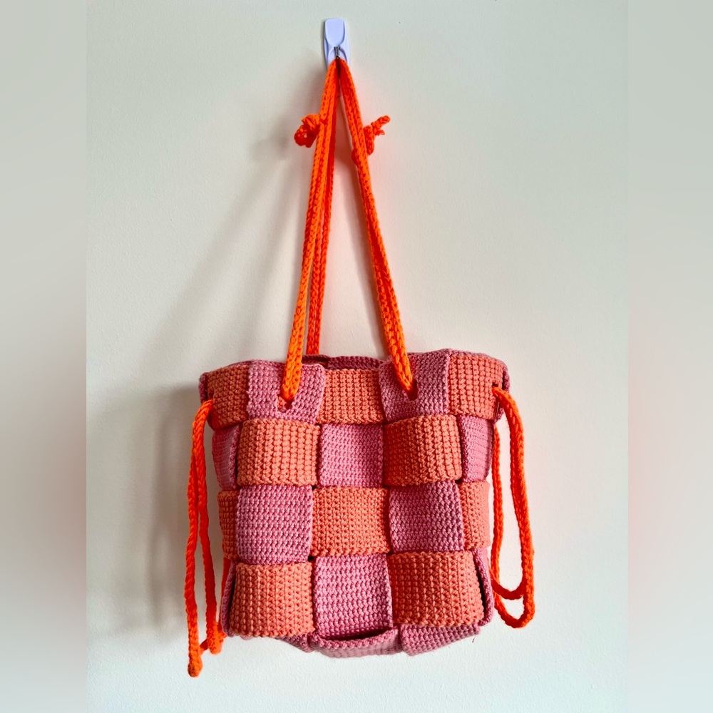 Handcrafted Pink and Orange Woven Bag